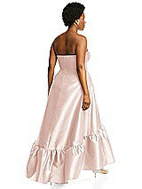 Alt View 3 Thumbnail - Blush Strapless Deep Ruffle Hem Satin High Low Dress with Pockets