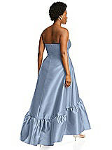 Alt View 3 Thumbnail - Cloudy Strapless Deep Ruffle Hem Satin High Low Dress with Pockets