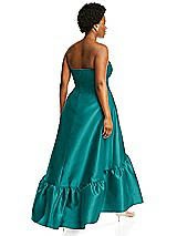 Alt View 3 Thumbnail - Jade Strapless Deep Ruffle Hem Satin High Low Dress with Pockets