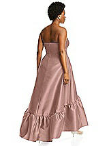 Alt View 3 Thumbnail - Neu Nude Strapless Deep Ruffle Hem Satin High Low Dress with Pockets