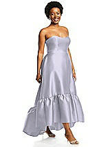 Alt View 2 Thumbnail - Silver Dove Strapless Deep Ruffle Hem Satin High Low Dress with Pockets