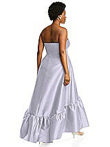 Alt View 3 Thumbnail - Silver Dove Strapless Deep Ruffle Hem Satin High Low Dress with Pockets