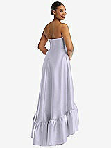 Rear View Thumbnail - Silver Dove Strapless Deep Ruffle Hem Satin High Low Dress with Pockets