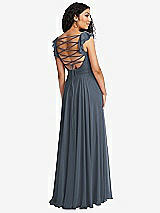 Front View Thumbnail - Silverstone Shirred Cross Bodice Lace Up Open-Back Maxi Dress with Flutter Sleeves