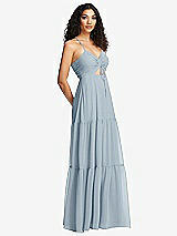 Side View Thumbnail - Mist Drawstring Bodice Gathered Tie Open-Back Maxi Dress with Tiered Skirt