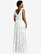 Alt View 3 Thumbnail - Bleu Garden Bow-Shoulder Faux Wrap Maxi Dress with Tiered Skirt