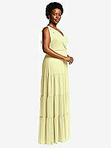 Alt View 2 Thumbnail - Butter Yellow Bow-Shoulder Faux Wrap Maxi Dress with Tiered Skirt