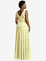 Alt View 3 Thumbnail - Butter Yellow Bow-Shoulder Faux Wrap Maxi Dress with Tiered Skirt