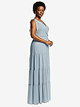 Alt View 2 Thumbnail - Mist Bow-Shoulder Faux Wrap Maxi Dress with Tiered Skirt