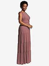 Alt View 2 Thumbnail - Rosewood Bow-Shoulder Faux Wrap Maxi Dress with Tiered Skirt