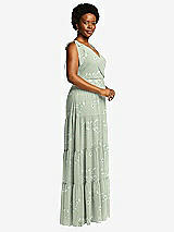 Alt View 2 Thumbnail - Vintage Primrose Sage Bow-Shoulder Faux Wrap Maxi Dress with Tiered Skirt