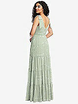 Rear View Thumbnail - Vintage Primrose Sage Bow-Shoulder Faux Wrap Maxi Dress with Tiered Skirt