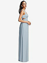 Side View Thumbnail - Mist Open Neck Cross Bodice Cutout  Maxi Dress with Front Slit