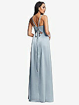 Rear View Thumbnail - Mist Lace Up Tie-Back Corset Maxi Dress with Front Slit