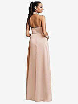 Rear View Thumbnail - Cameo Shawl Collar Open-Back Halter Maxi Dress with Pockets