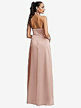 Rear View Thumbnail - Toasted Sugar Shawl Collar Open-Back Halter Maxi Dress with Pockets