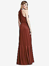 Alt View 3 Thumbnail - Auburn Moon Tie-Neck Halter Maxi Dress with Asymmetric Cascade Ruffle Skirt