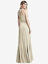 Alt View 3 Thumbnail - Champagne Tie-Neck Halter Maxi Dress with Asymmetric Cascade Ruffle Skirt