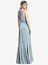 Alt View 3 Thumbnail - Mist Tie-Neck Halter Maxi Dress with Asymmetric Cascade Ruffle Skirt