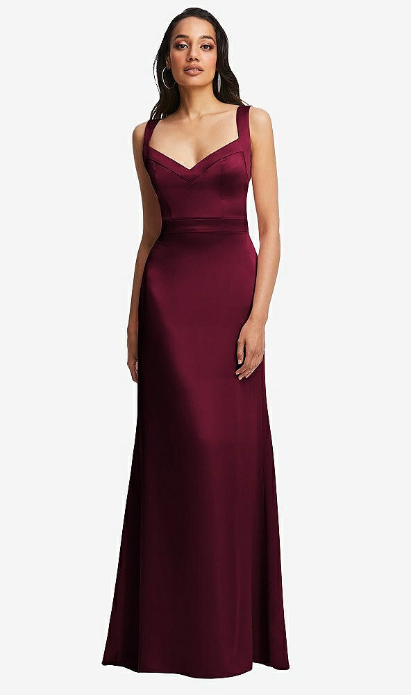 Front View - Cabernet Framed Bodice Criss Criss Open Back A-Line Maxi Dress