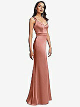 Side View Thumbnail - Desert Rose Framed Bodice Criss Criss Open Back A-Line Maxi Dress