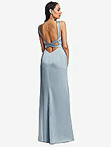 Rear View Thumbnail - Mist Framed Bodice Criss Criss Open Back A-Line Maxi Dress