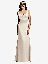 Front View Thumbnail - Oat Framed Bodice Criss Criss Open Back A-Line Maxi Dress