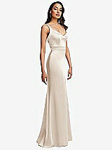 Side View Thumbnail - Oat Framed Bodice Criss Criss Open Back A-Line Maxi Dress