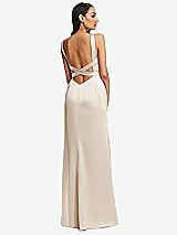 Rear View Thumbnail - Oat Framed Bodice Criss Criss Open Back A-Line Maxi Dress