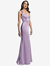 Side View Thumbnail - Pale Purple Framed Bodice Criss Criss Open Back A-Line Maxi Dress