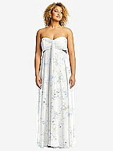 Alt View 1 Thumbnail - Bleu Garden Strapless Empire Waist Cutout Maxi Dress with Covered Button Detail