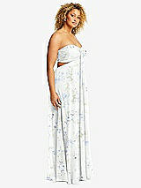 Alt View 2 Thumbnail - Bleu Garden Strapless Empire Waist Cutout Maxi Dress with Covered Button Detail