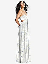 Alt View 4 Thumbnail - Bleu Garden Strapless Empire Waist Cutout Maxi Dress with Covered Button Detail