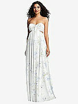 Alt View 5 Thumbnail - Bleu Garden Strapless Empire Waist Cutout Maxi Dress with Covered Button Detail