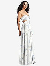 Alt View 6 Thumbnail - Bleu Garden Strapless Empire Waist Cutout Maxi Dress with Covered Button Detail