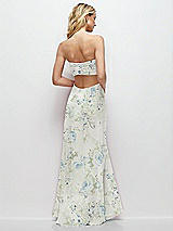 Side View Thumbnail - Bleu Garden Strapless Empire Waist Cutout Maxi Dress with Covered Button Detail