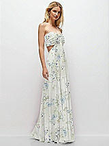 Rear View Thumbnail - Bleu Garden Strapless Empire Waist Cutout Maxi Dress with Covered Button Detail