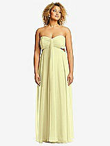 Alt View 1 Thumbnail - Butter Yellow Strapless Empire Waist Cutout Maxi Dress with Covered Button Detail