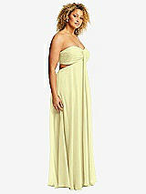 Alt View 2 Thumbnail - Butter Yellow Strapless Empire Waist Cutout Maxi Dress with Covered Button Detail