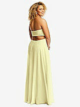 Alt View 3 Thumbnail - Butter Yellow Strapless Empire Waist Cutout Maxi Dress with Covered Button Detail