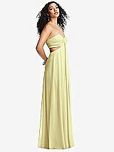 Alt View 4 Thumbnail - Butter Yellow Strapless Empire Waist Cutout Maxi Dress with Covered Button Detail