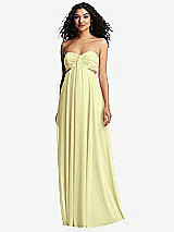 Alt View 5 Thumbnail - Butter Yellow Strapless Empire Waist Cutout Maxi Dress with Covered Button Detail