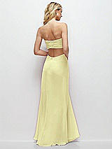 Side View Thumbnail - Butter Yellow Strapless Empire Waist Cutout Maxi Dress with Covered Button Detail