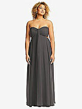 Alt View 1 Thumbnail - Caviar Gray Strapless Empire Waist Cutout Maxi Dress with Covered Button Detail