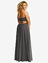 Alt View 3 Thumbnail - Caviar Gray Strapless Empire Waist Cutout Maxi Dress with Covered Button Detail