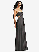 Alt View 6 Thumbnail - Caviar Gray Strapless Empire Waist Cutout Maxi Dress with Covered Button Detail