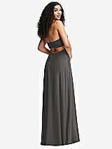 Alt View 7 Thumbnail - Caviar Gray Strapless Empire Waist Cutout Maxi Dress with Covered Button Detail