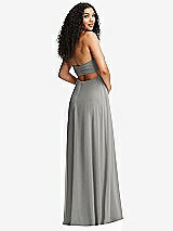 Alt View 7 Thumbnail - Chelsea Gray Strapless Empire Waist Cutout Maxi Dress with Covered Button Detail