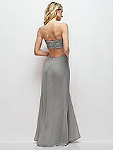 Side View Thumbnail - Chelsea Gray Strapless Empire Waist Cutout Maxi Dress with Covered Button Detail