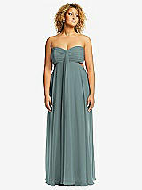 Alt View 1 Thumbnail - Icelandic Strapless Empire Waist Cutout Maxi Dress with Covered Button Detail